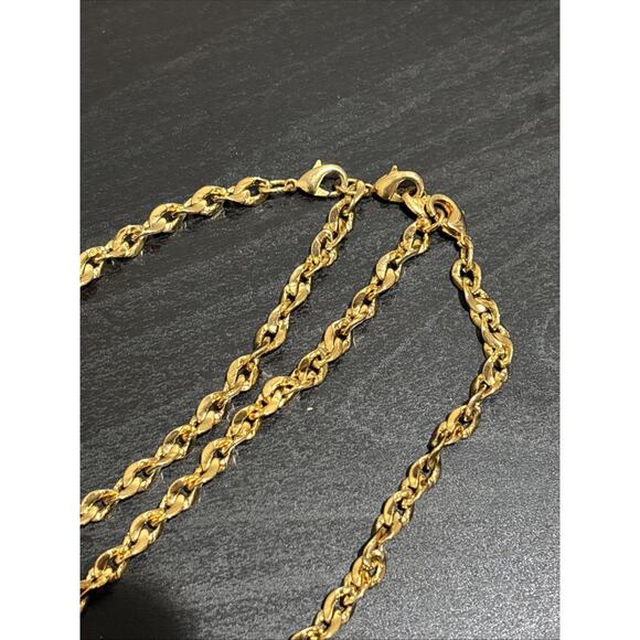 Camrose & Kross JBK Gold Tone Rhinestone Paper Clip Necklace Double Chain 26-33” - Picture 6 of 8